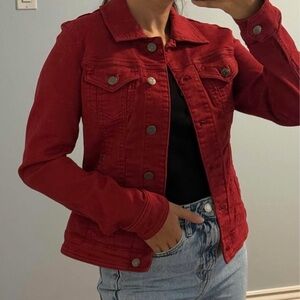 Red Denim Jacket Guess